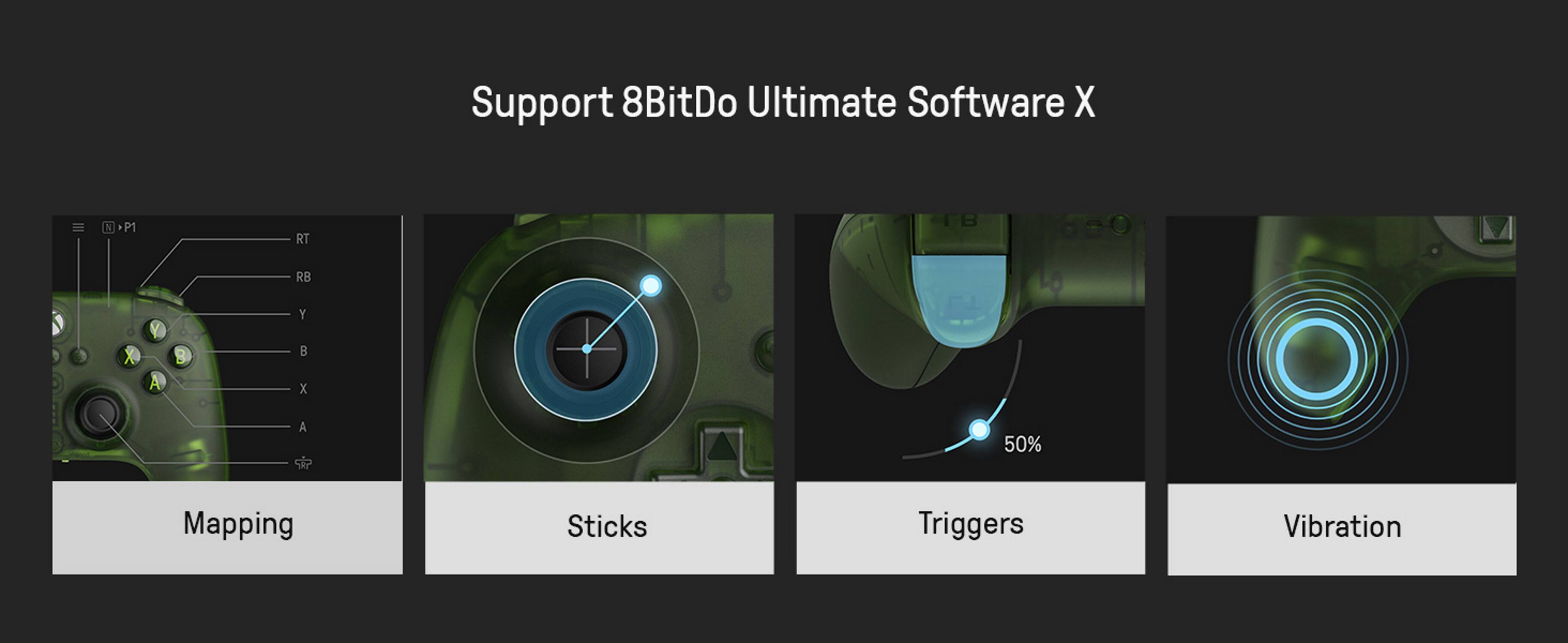 Support 8BitDo Ultimate Software X

Mapping  
Sticks  
Triggers  
Vibration