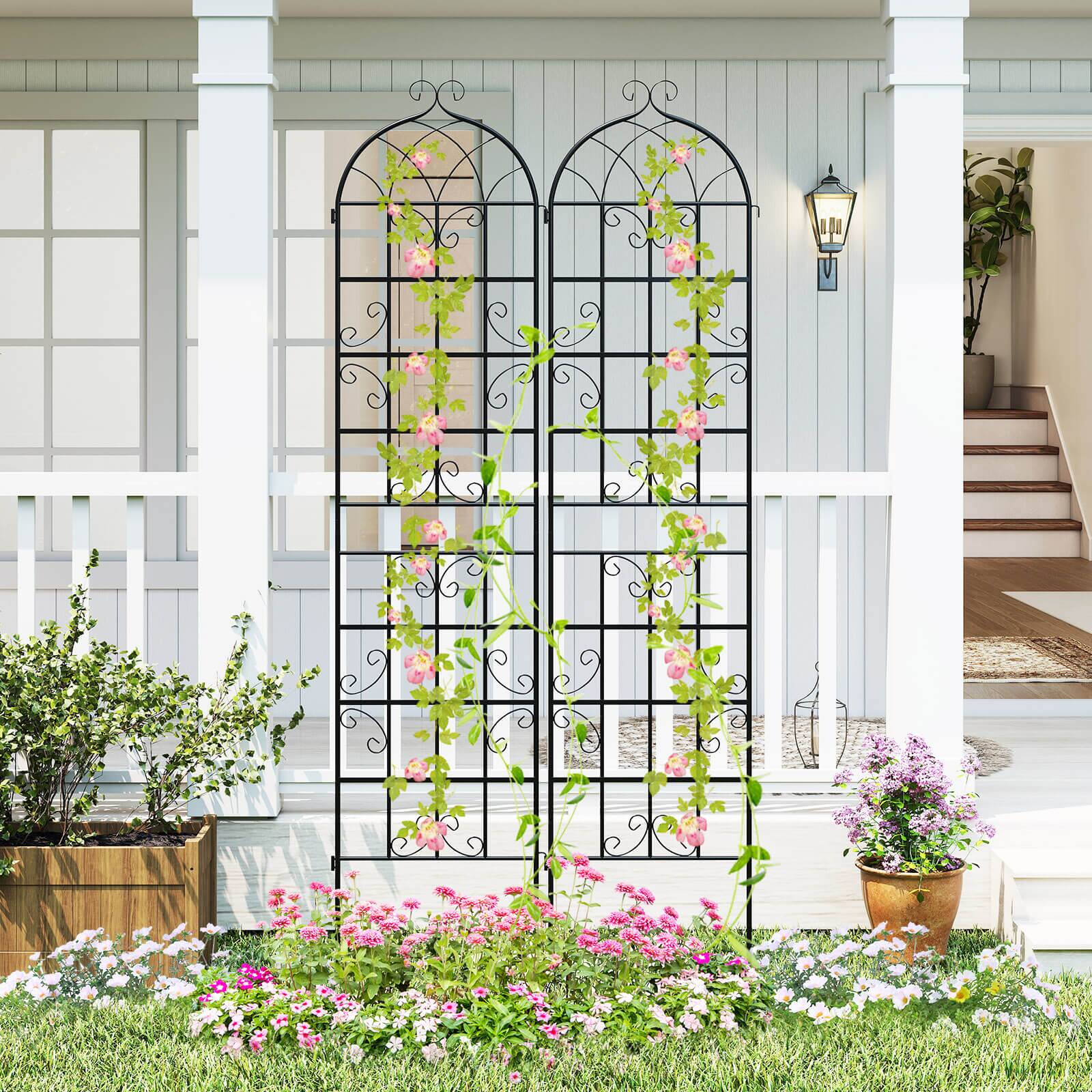 Alt View 4. Costway - Costway 4 Pack 86" x 20" Metal Garden Trellis, Heavy-Duty Plant Support for Vegetable - Black.