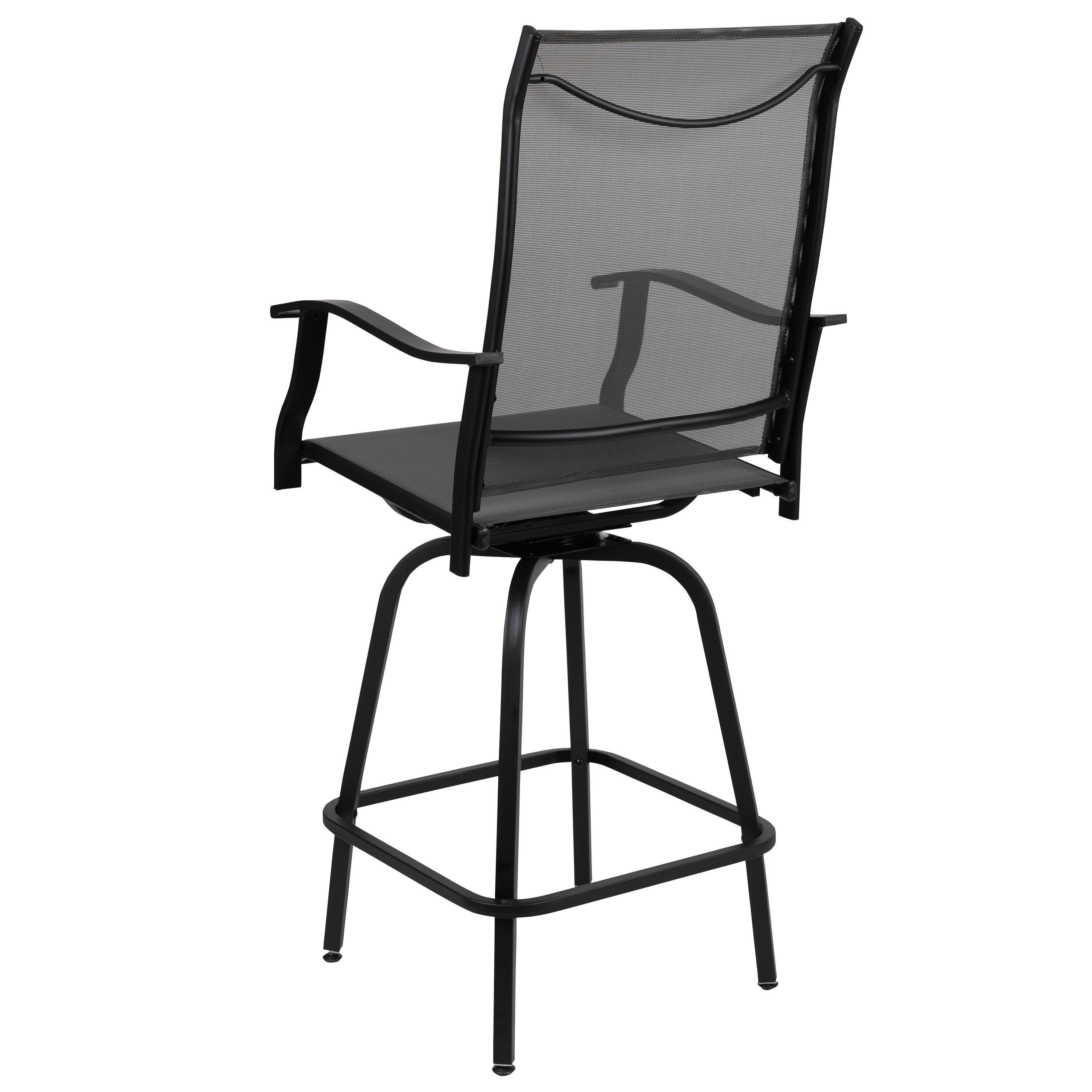 Alt View 6. Emma + Oliver - Patio Bar Height Stools Set of 2, All-Weather Textilene Swivel Stools - Gray.