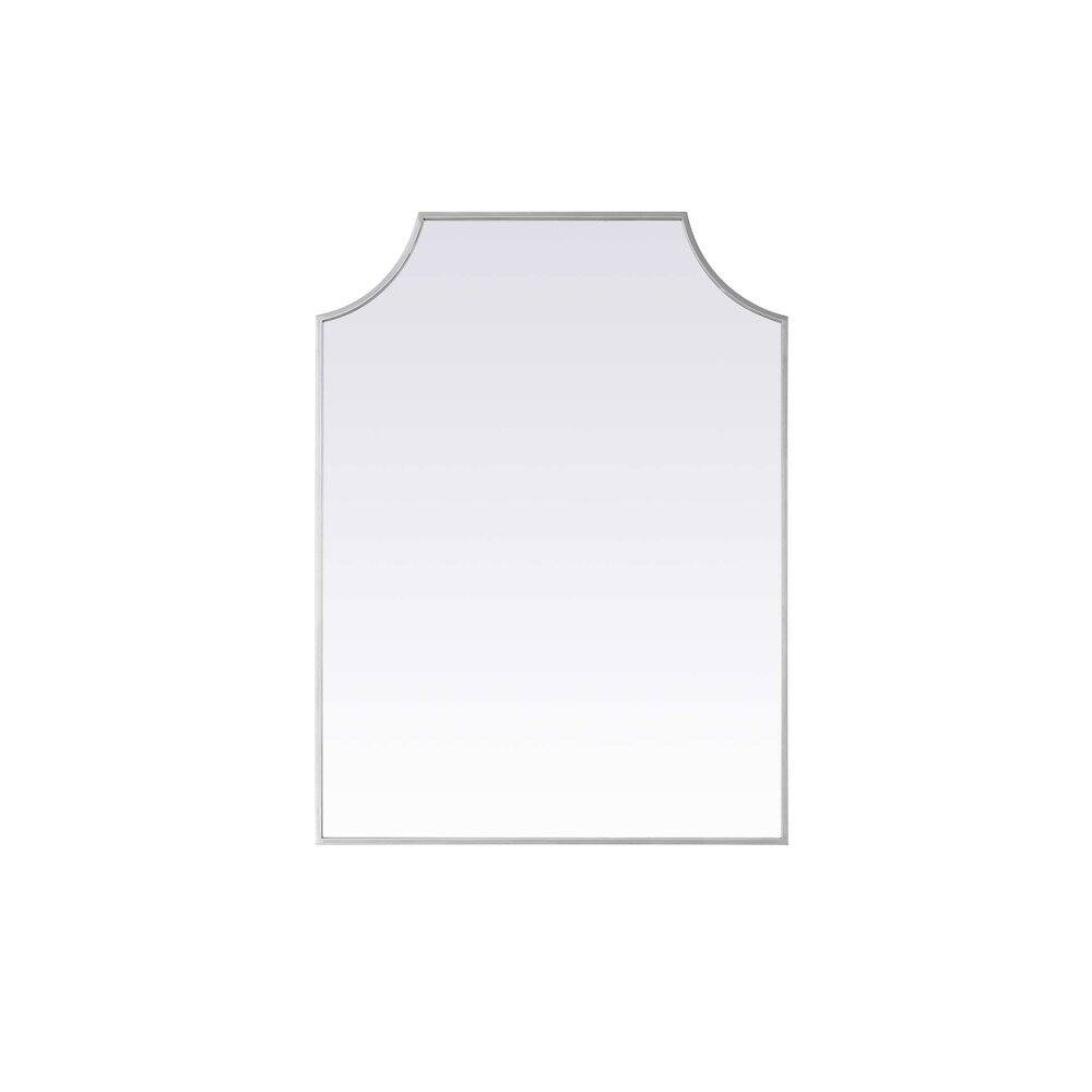 Back. Elegant Kitchen and Bath - Notched Metal Mirror 27x36 inch in Silver - Silver.