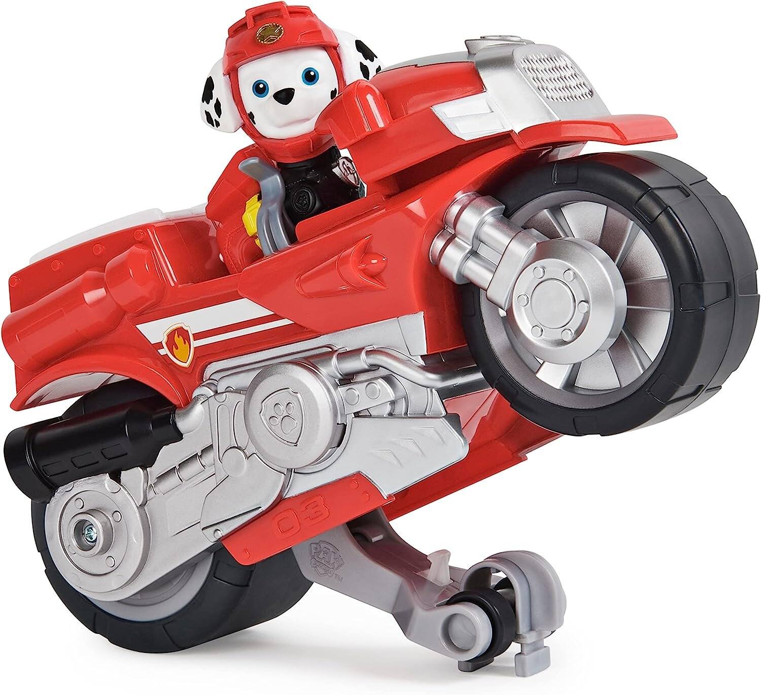 Alt View 1. Paw Patrol - PAW Patrol Moto Pups Marshall Deluxe Pull-Back Motorcycle Vehicle with Figure for Ages 3+ - Red.