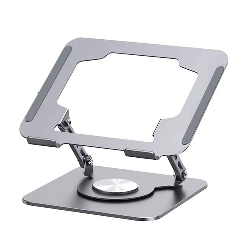 HongFei - Adjustable Laptop Stand, Laptop Stand with 360 Rotating Base, Ergonomic Foldable Portable Notebook Stand - Black
