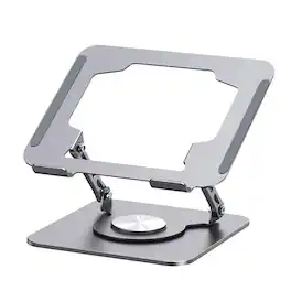 HongFei - Adjustable Laptop Stand, Laptop Stand with 360 Rotating Base, Ergonomic Foldable Portable Notebook Stand - Black