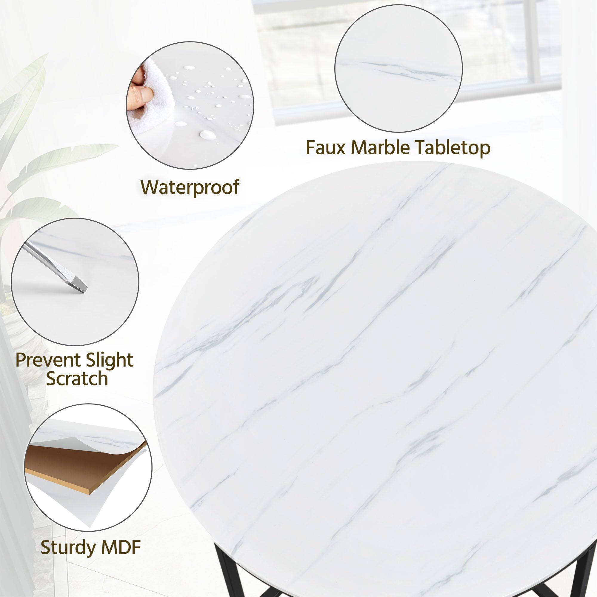 - Faux Marble Tabletop
- Waterproof
- Prevent Slight Scratch
- Sturdy MDF