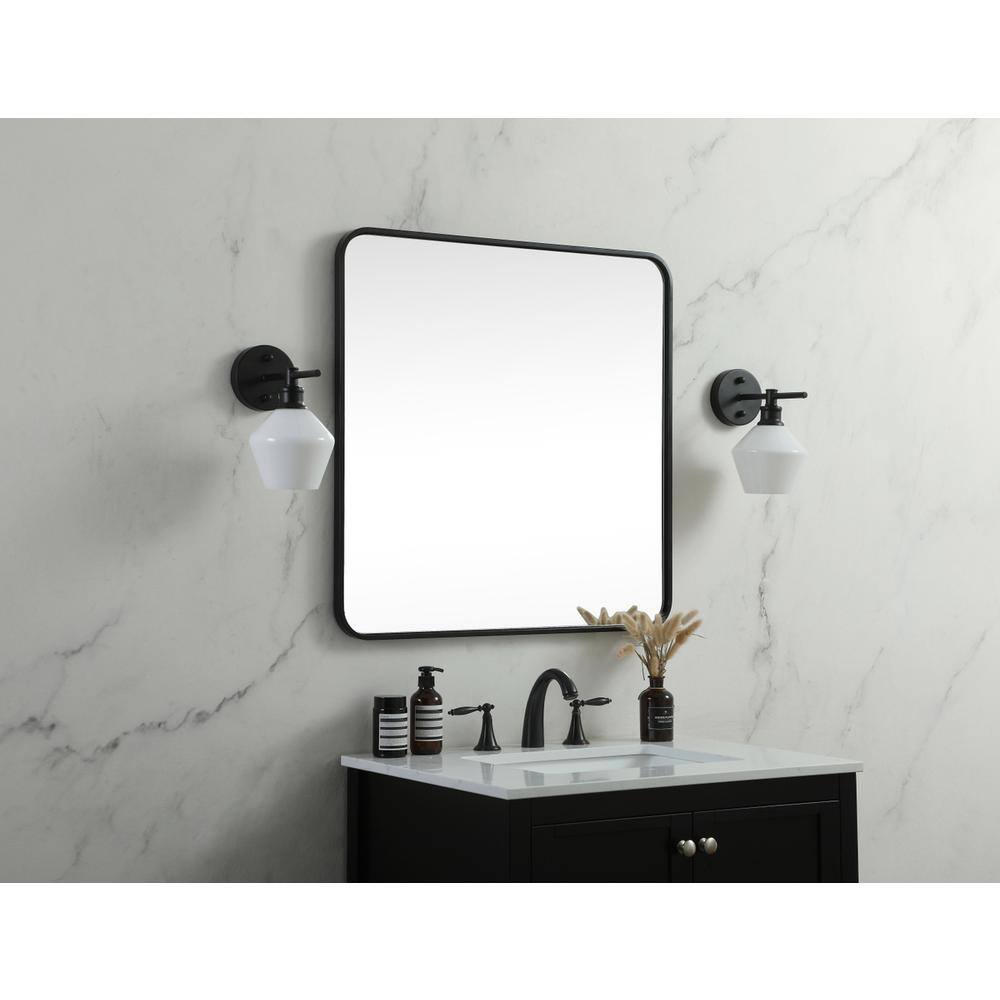 Alt View 4. Elegant Decor - Soft corner metal square mirror 30x30 inch in Black - Black.
