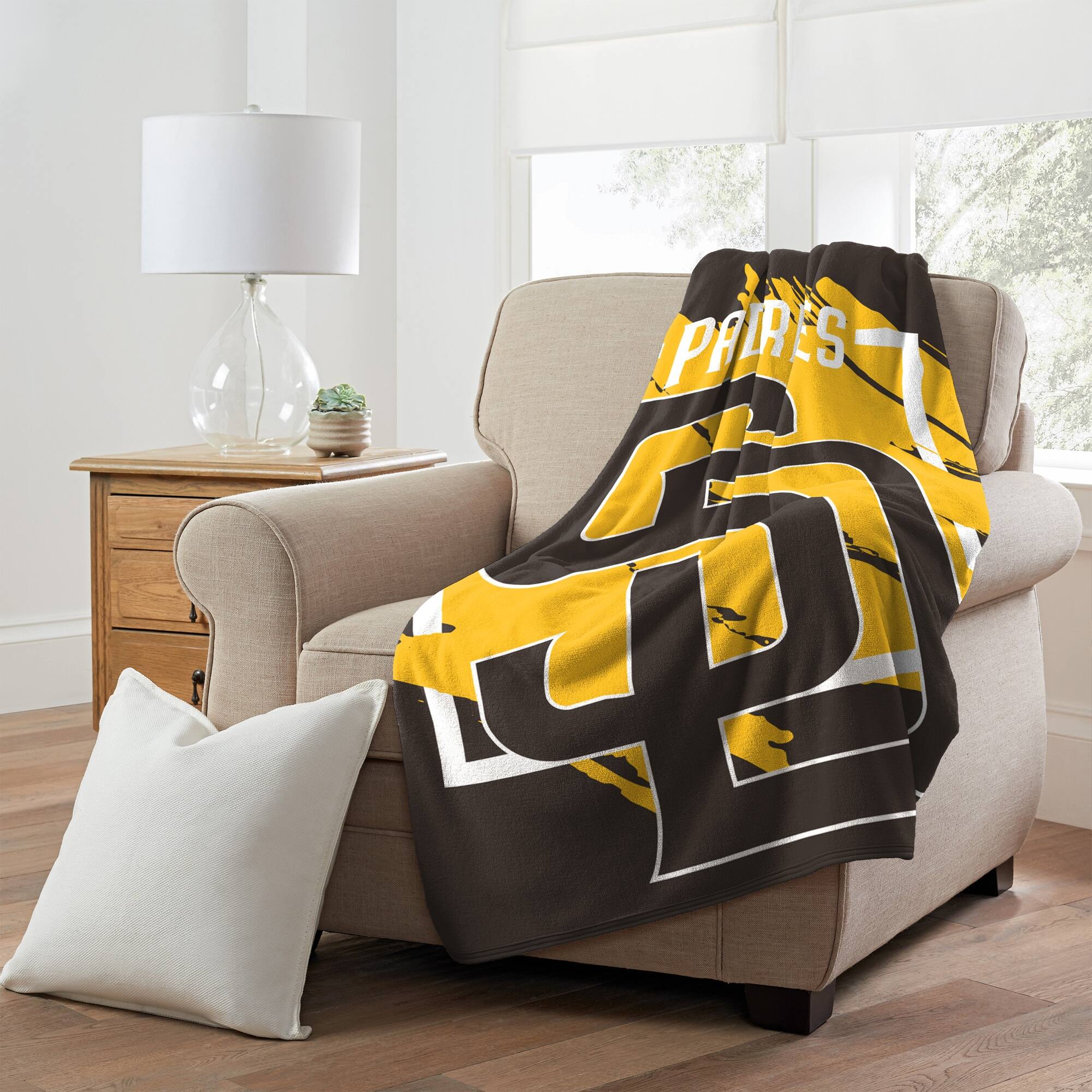 Alt View 2. Northwest - San Diego Padres 46" x 60" Dimensional Micro Raschel Plush Throw Blanket - Brown.