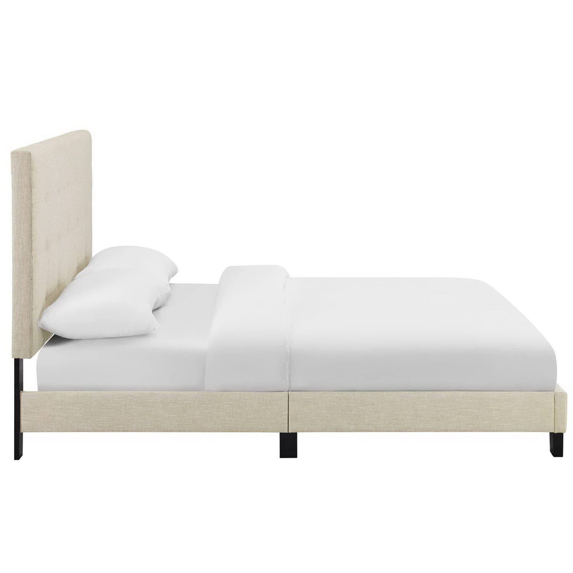 Back. Modway - Sharon Vinyl Queen Bed Frame with Squared Tapered Legs - White.