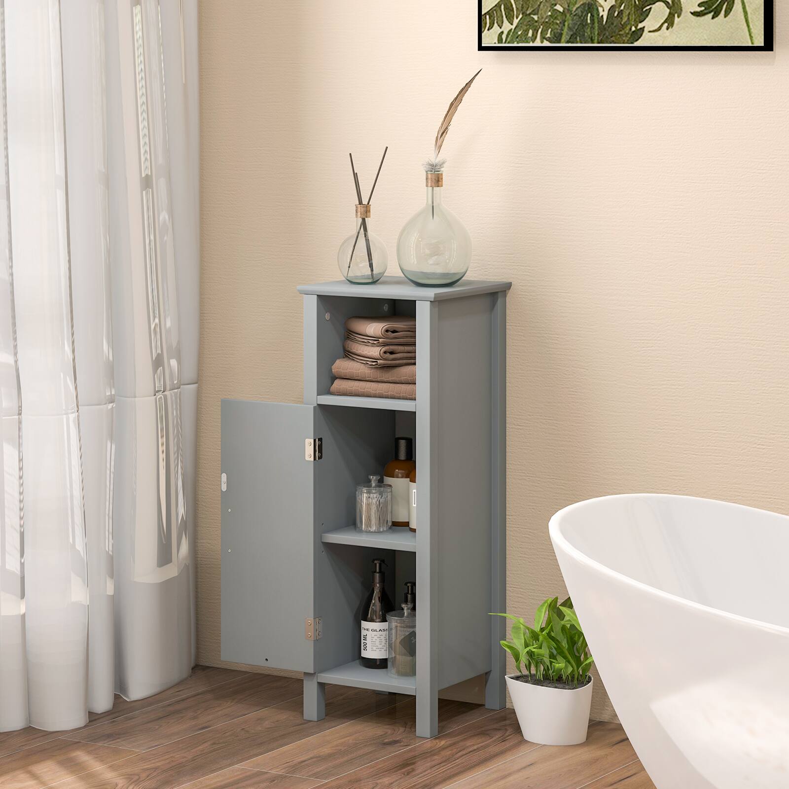 Alt View 8. Ecooso - Bathroom Storage Organizer with 2-Tier Cabinet - Gray.