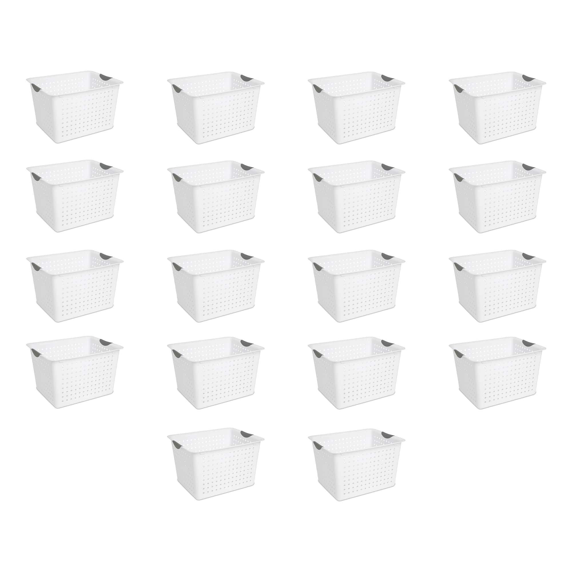 Sterilite - Deep Ultra Plastic Storage Bin Organizer Basket with Handles (18 Pack)