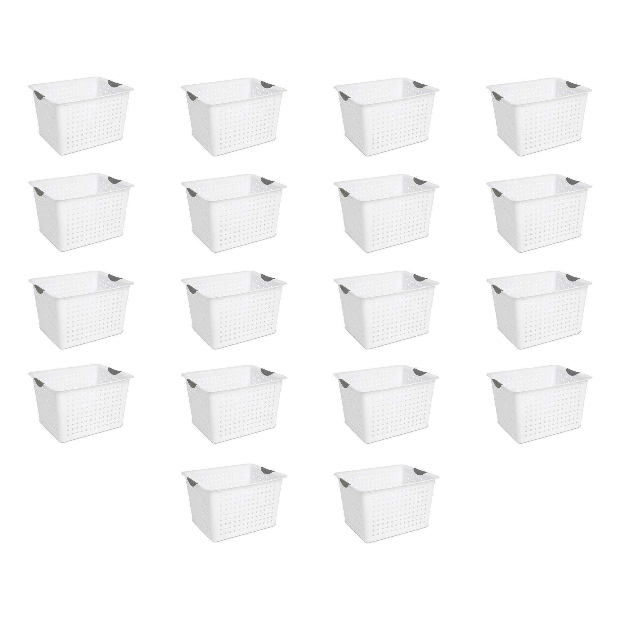 Front. Sterilite - Sterilite Deep Ultra Plastic Storage Bin Organizer Basket with Handles (18 Pack).