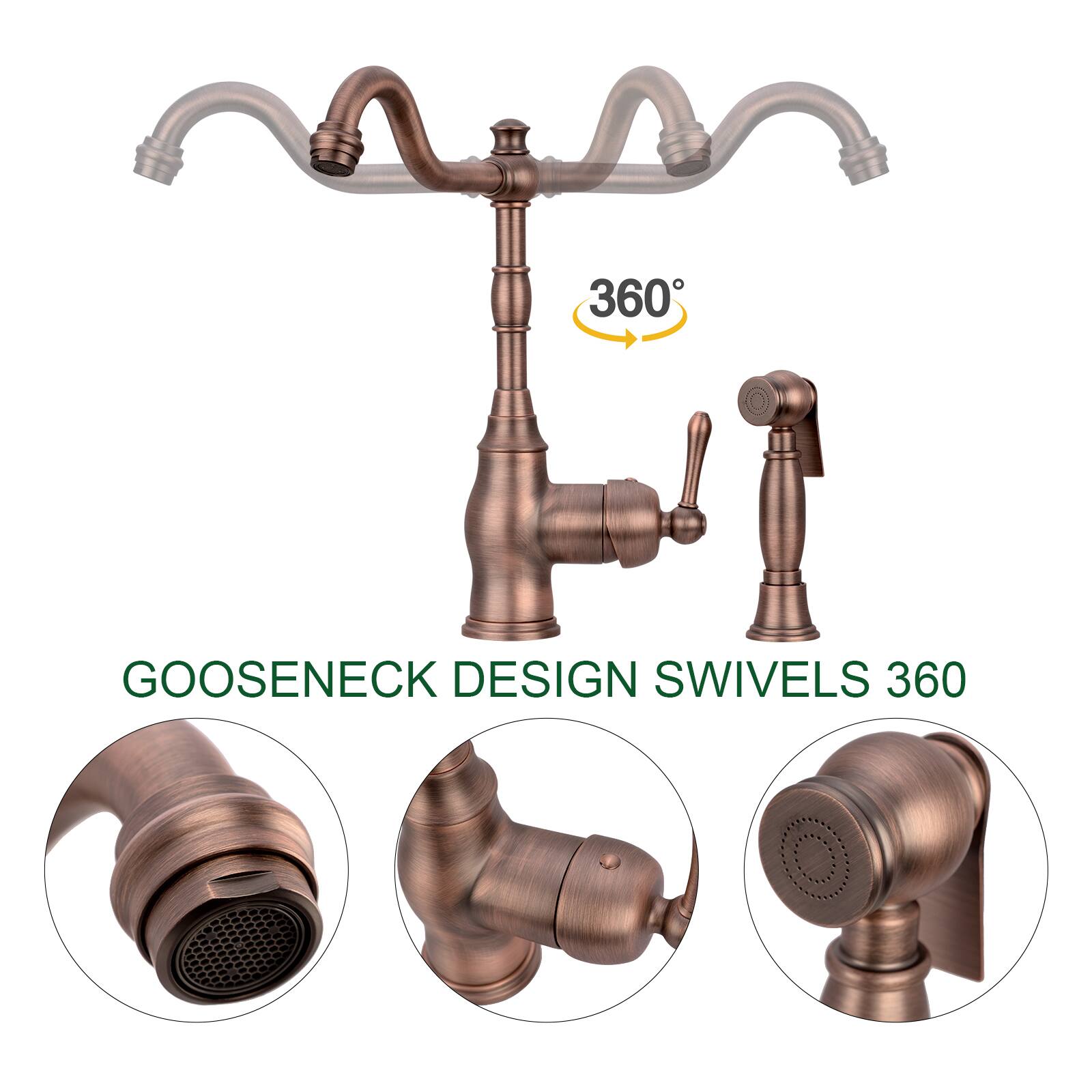 GOOSENECK DESIGN SWIVELS 360°