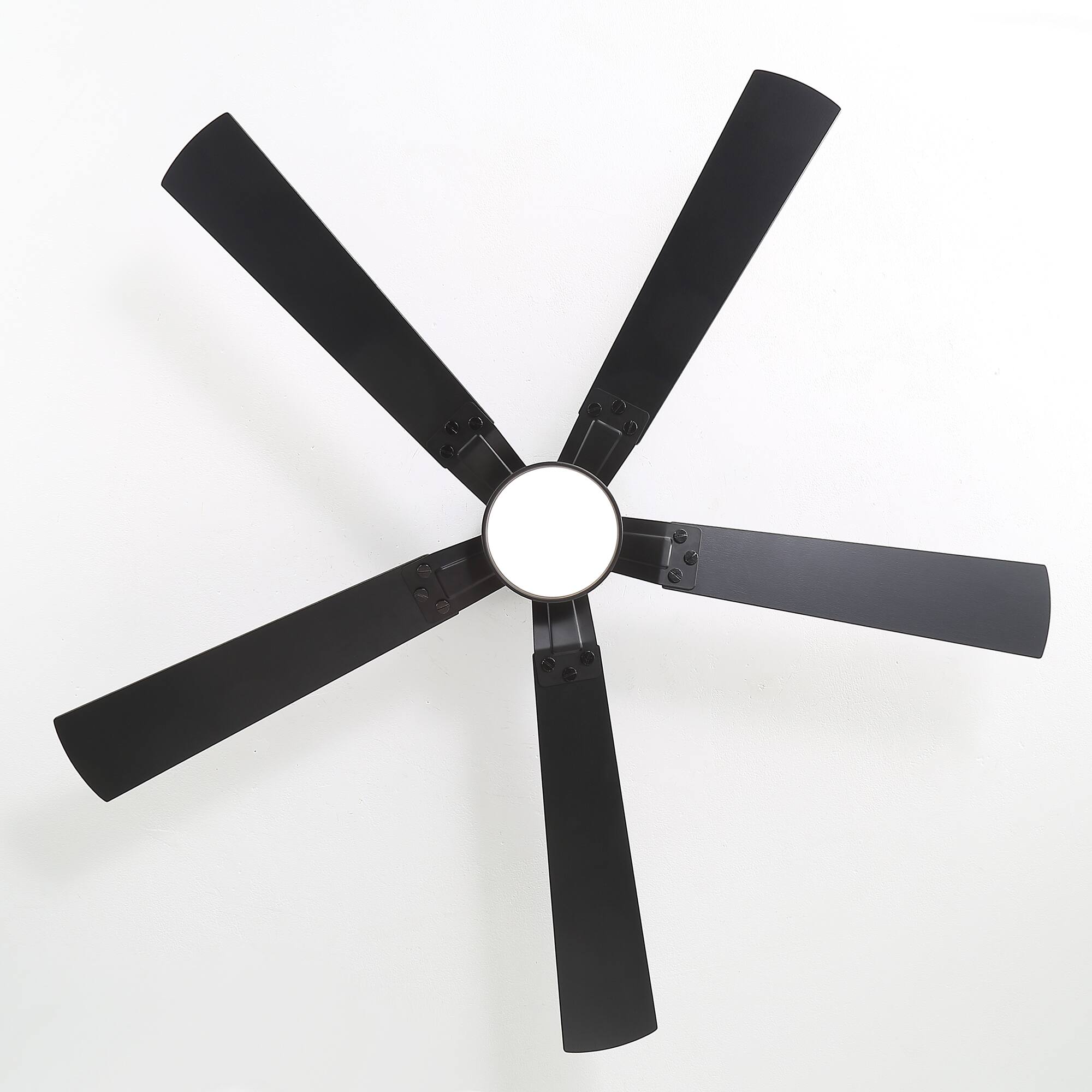 Alt View 7. Breezary - 52-Inch Modern Ceiling Fan with Acrylic Light Shade, RGB LED Light, 6-Speed Remote, Timer, Flush Mount - Black and Walnut.