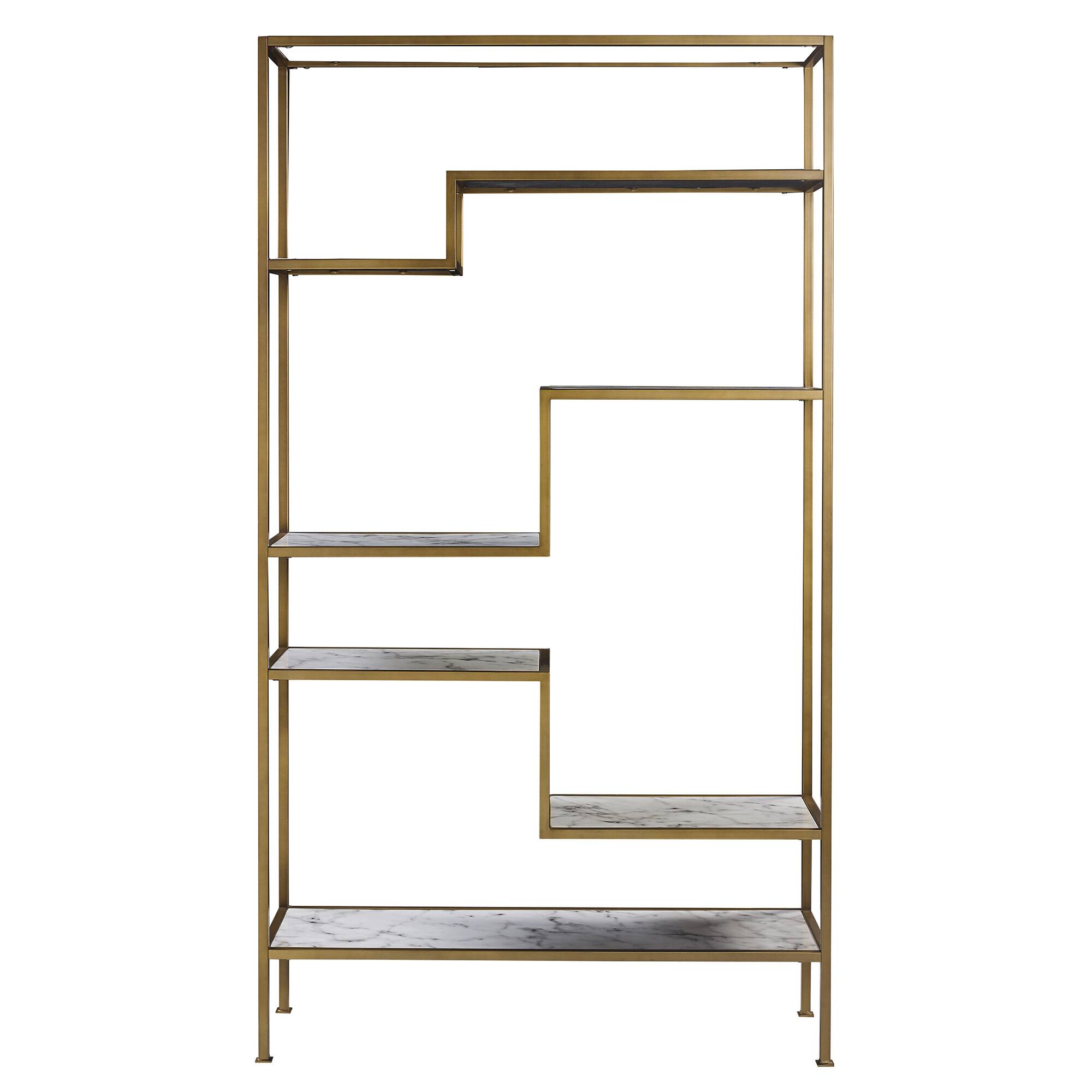 Alt View 5. Teamson Home - 5-Tier Faux Marble Display Shelf Unit - Brass.