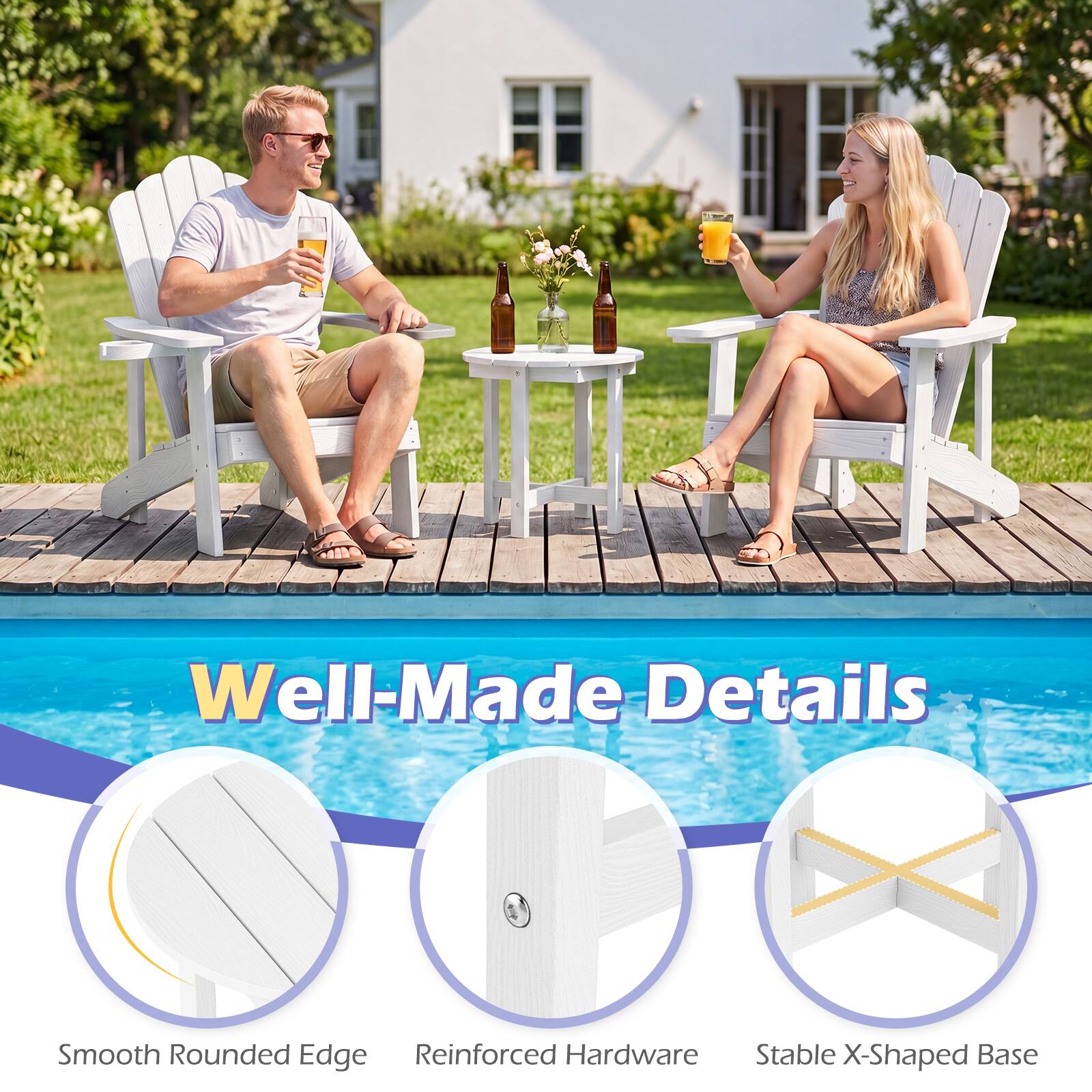 Well-Made Details  
Smooth Rounded Edge  
Reinforced Hardware  
Stable X-Shaped Base