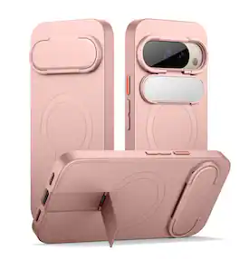 SURITCH - Phone Case for Google Pixel 10/10 Pro, Compatible with MagSafe, Protective Cover with Camera Cover& Adjustable Kickstand - Dawn Pink
