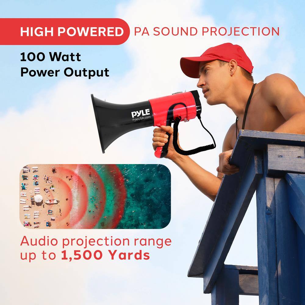 HIGH POWERED PA SOUND PROJECTION

100 Watt Power Output

Audio projection range up to 1,500 Yards