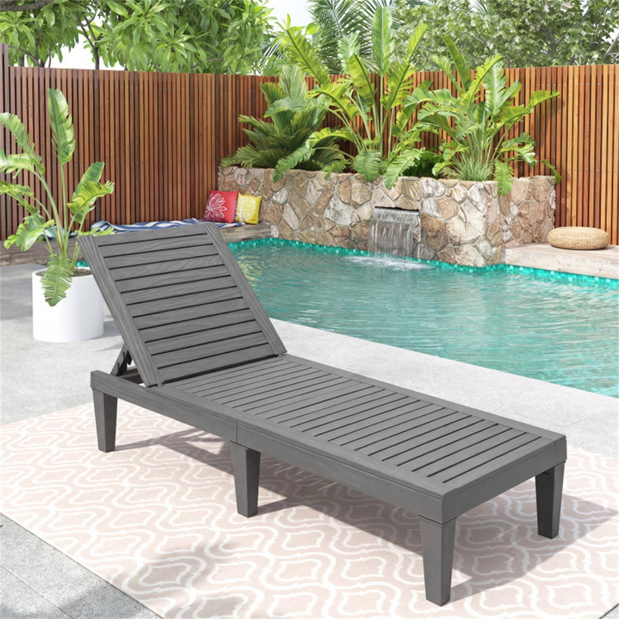 Alt View 1. Boyel Living - Gray Outdoor Chaise Lounge Chair with 5 Positions Adjustable BackrestGrey 75.0in L x 33.0in W x 23.0in H - Gray.