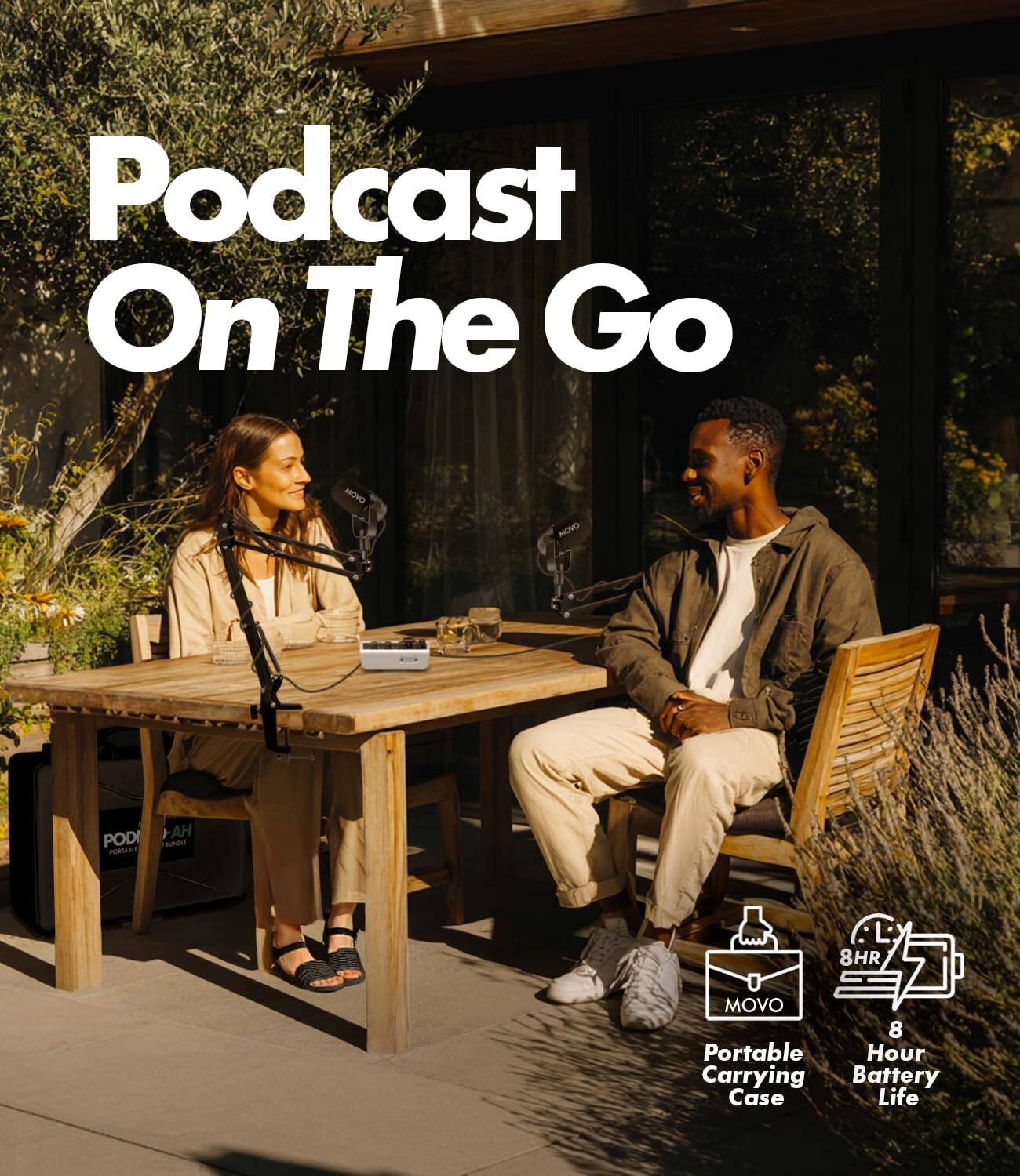 Podcast On The Go

MOVO
PODI-AH novie PORTABLE
: 8HR
MOVO 8 Portable Hour Carrying Battery Case Life