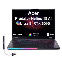 Acer - Predator Helios 18 AI Laptop 18 4K Display (Ultra 9- 275HX, 64GB, 2TB SSD, GeForce RTX 5090, Win 11 Pro) w/USB Hub - Abyssal Black
