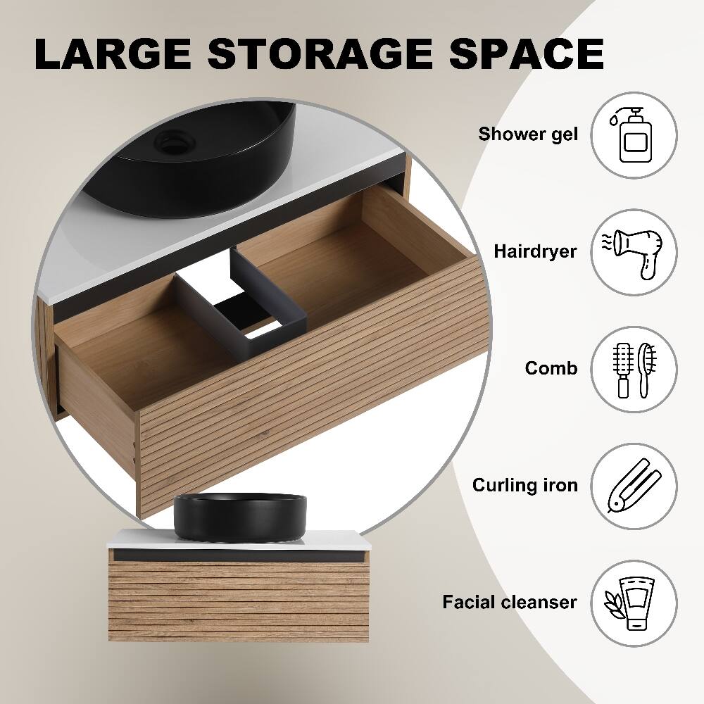 LARGE STORAGE SPACE

- Shower gel
- Hairdryer
- Comb
- Curling iron
- Facial cleanser