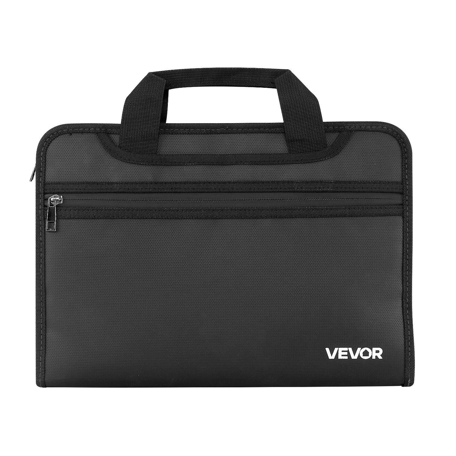 Alt View 5. VEVOR - Fireproof Document Bag, 1832 ℉ Heat Insulated Fireproof & Waterproof Bag, Portable Multi-Layer File Storage Security - Black.