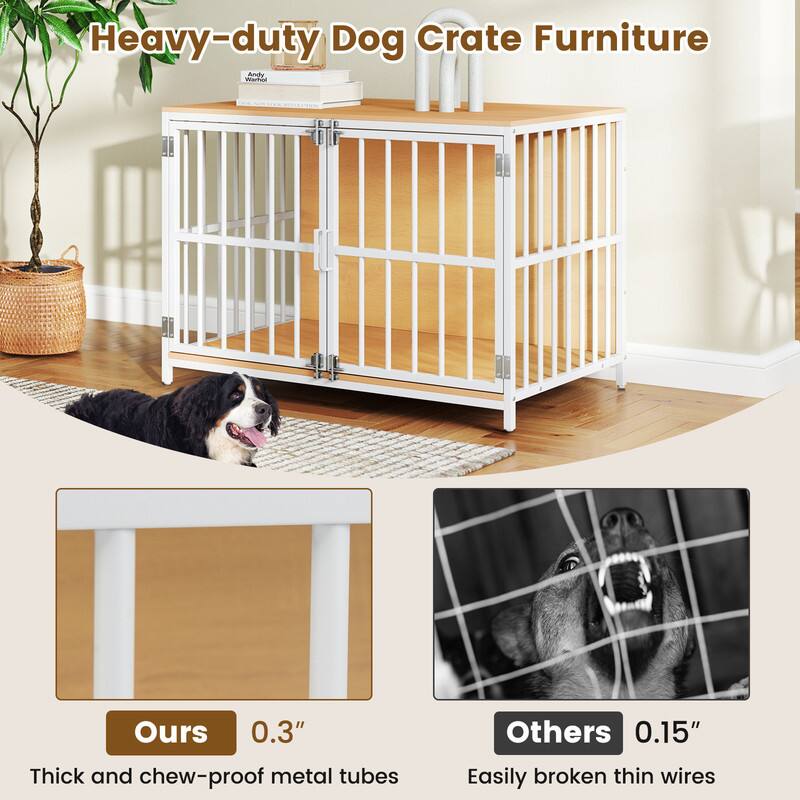 Heavy-duty Dog Crate Furniture

Ours 0.3" Thick and chew-proof metal tubes

Others 0.15" Easily broken thin wires