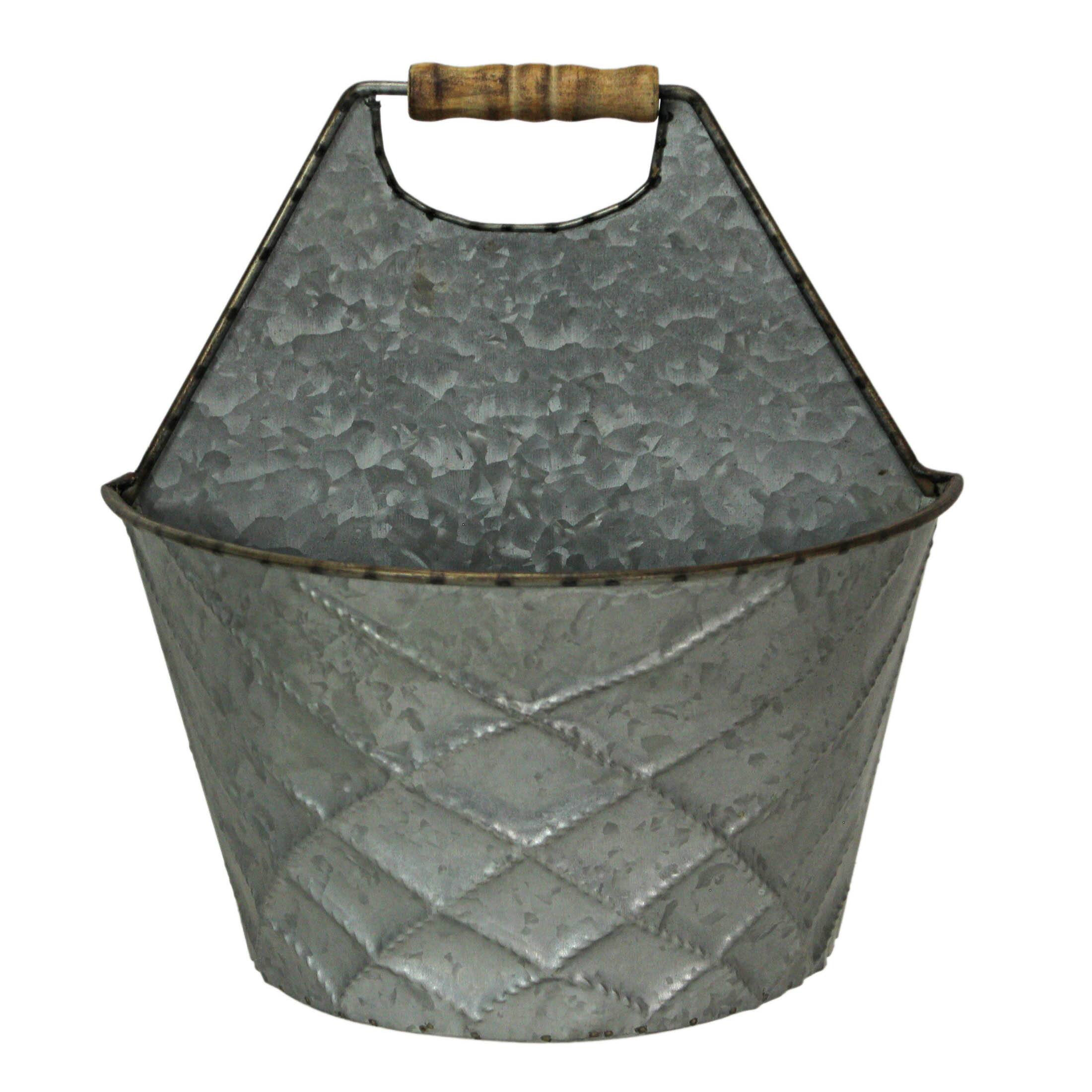 Alt View 3. Special T Imports - Large & Small Galvanized Metal Rustic Wall Pocket Planters Hanging Decor Set of 2 - Silver.