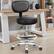 Front. KERDOM - Drafting Chair with Backrest, Adjustable Footrest Rolling Stool PU Leather for Office Studio Lab Counter Salon Bar Shop - Black.