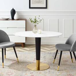 Zinque 42" Oval Dining Table by Modway - Gold White