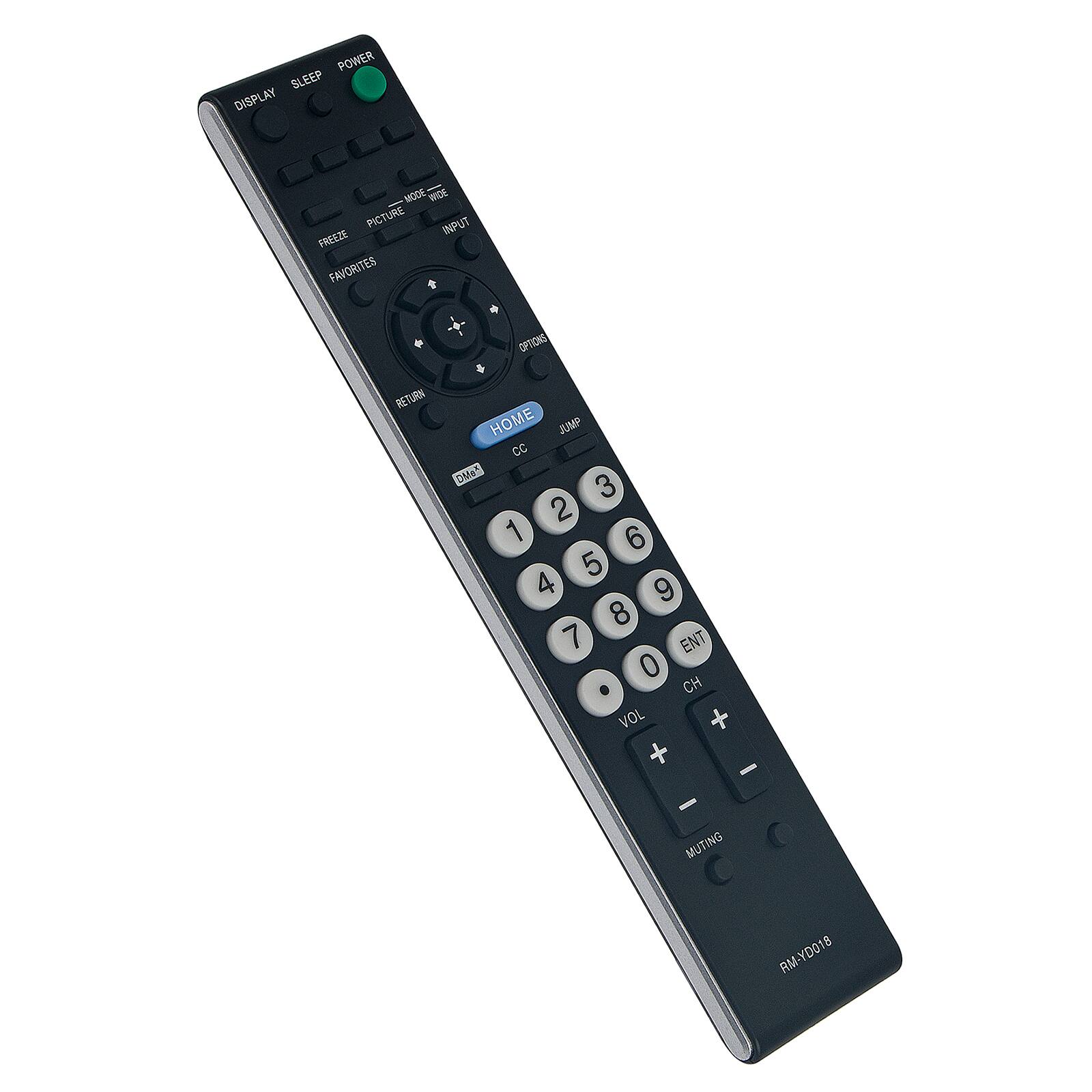 POWER SLEEP DISPLAY MODE WIDE PICTURE INPUT FREEZE FAVORITES OPTIONS RETURN HOME JUMP CC DMa* 3 2 1 6 5 4 9 8 7 ENT 0 . CH VOL + + - - MUTING RM-YD018
