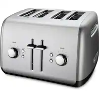 KitchenAid - 4-Slice Toaster with Illuminated Buttons - Contour Silver - Front_Zoom