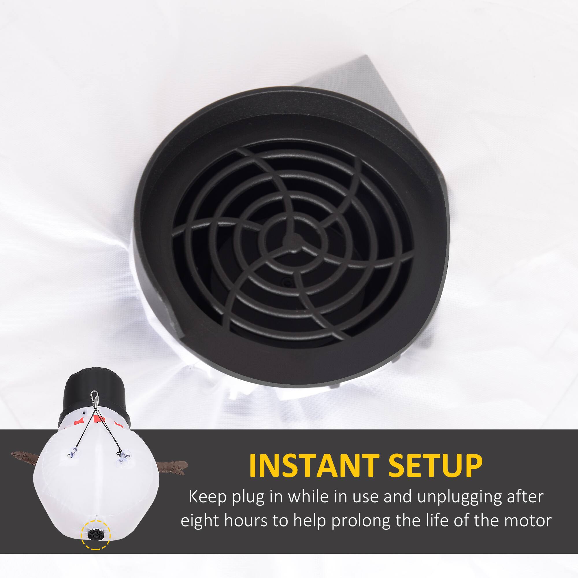 INSTANT SETUP: Keep plugged in while in use and unplugging after eight hours to help prolong the life of the motor.