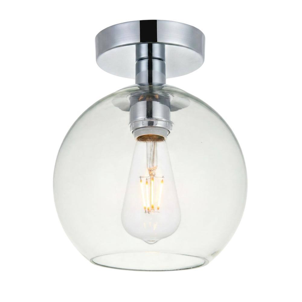 Front. Living District - Baxter 1 Light Chrome Flush Mount With Clear Glass - Chrome And Clear.