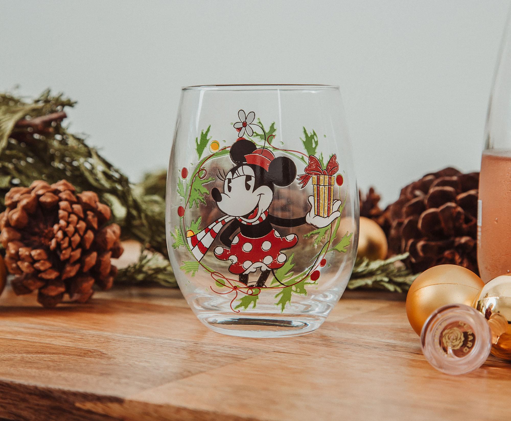 Alt View 10. Silver Buffalo - Disney Minnie Mouse Christmas Wreath Stemless Wine Glass | Holds 20 Ounces - Red.