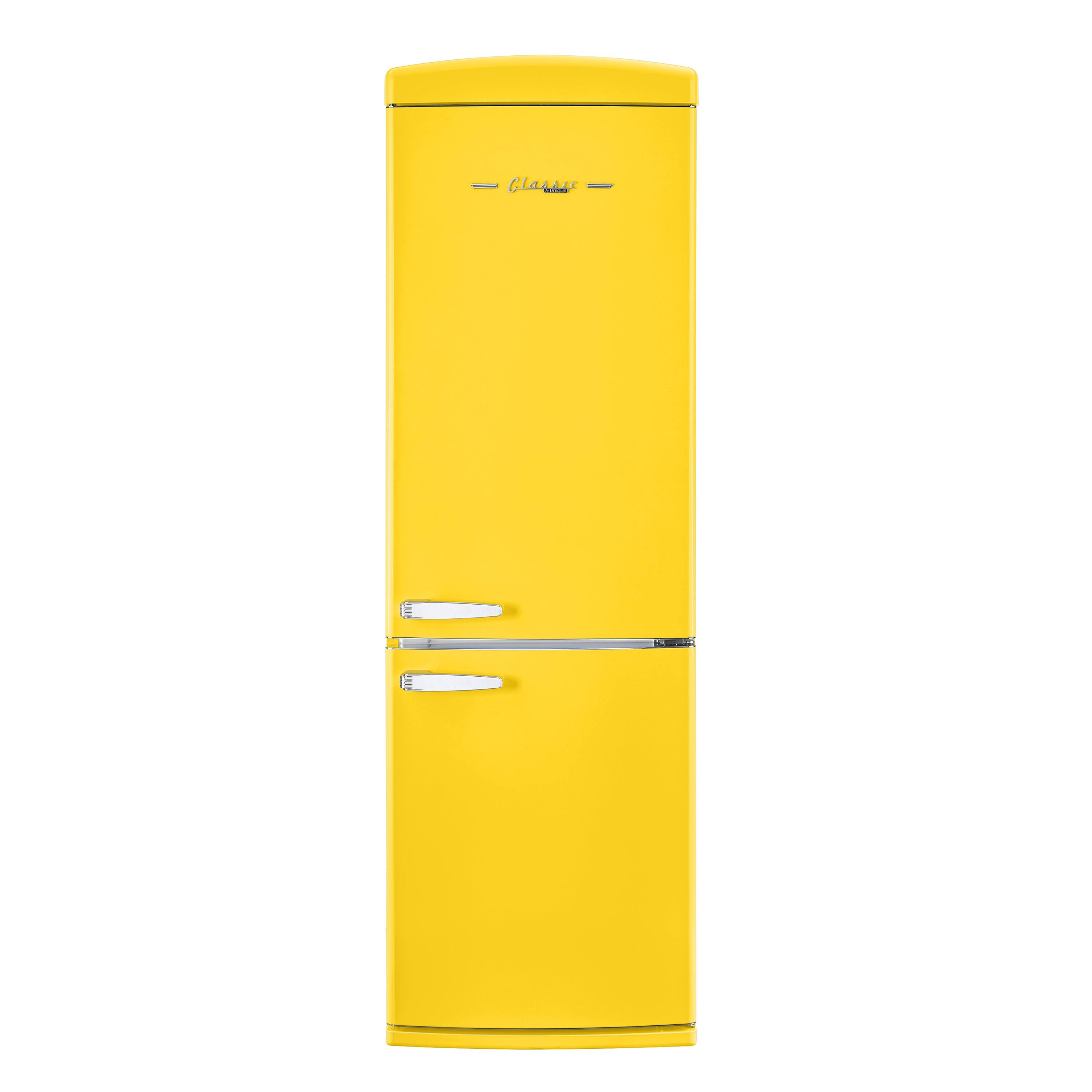 Unique Appliances - 24 in. Wide Classic Retro 23.8 in 11.7 cu. ft. Frost Free Retro Bottom Freezer Refrigerator ENERGY STAR - Canary Yellow