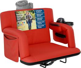 Alpcour - Premium Reclining Stadium Seat for Bleachers with Back Support - Extra-Wide - Red