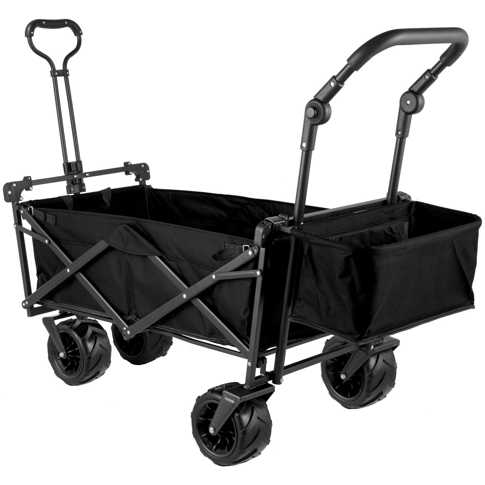 Alt View 5. VEVOR - Extra Large Collapsible Garden Cart with Removable Canopy, Folding Wagon Utility Carts with Wheels and Rear Storage - Black.