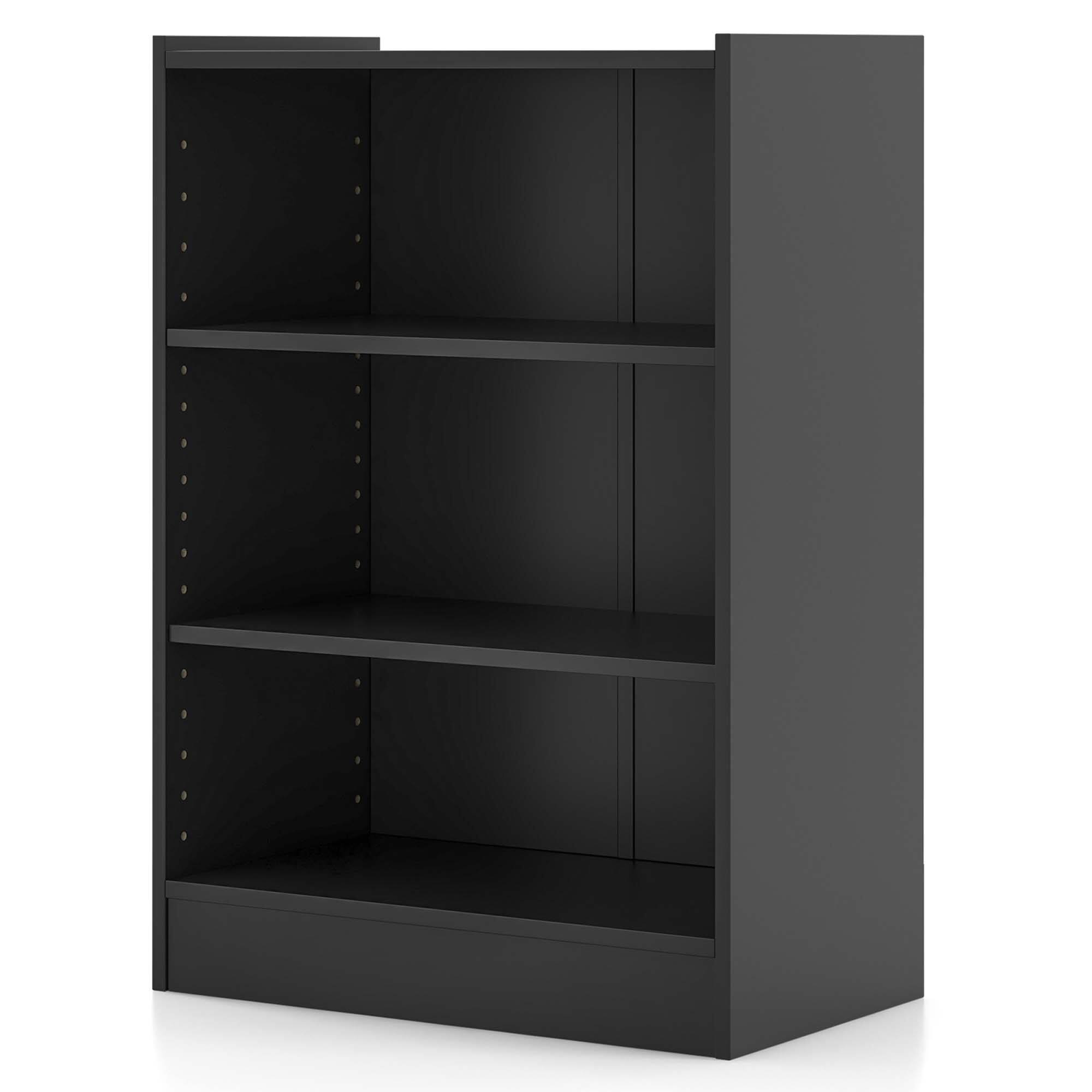 Alt View 17. Costway - 3-Tier Bookcase Open Multipurpose Display Rack Cabinet with Adjustable Shelves Black - Black.