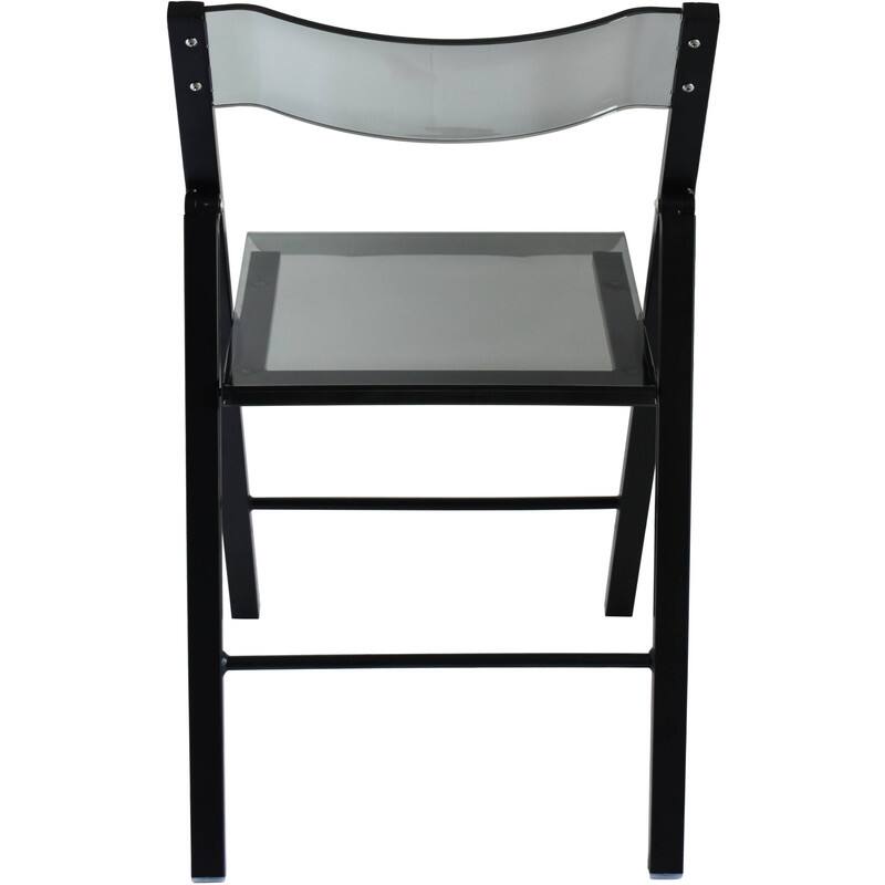 Alt View 4. LeisureMod - Menno Solid Black Folding Acrylic Dining Chair - UV Resistant & Portable - Single.