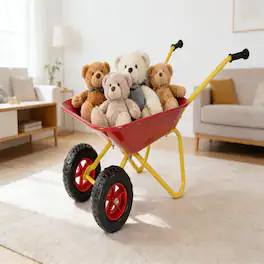 Loheer - Kids Metal Wheelbarrow Two Wheel Garden Cart for Children 33 LBS Capacity Red