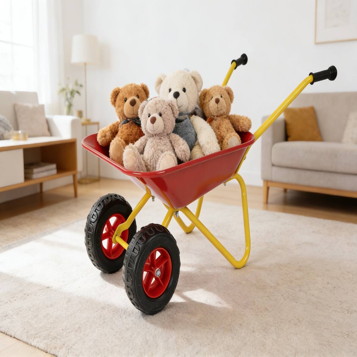 Front. Loheer - Loheer Kids Metal Wheelbarrow Two Wheel Garden Cart for Children 33 LBS Capacity Red.