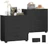 Aheaplus - 2-Piece Stackable Walk-in Closet Drawer System - Large Capacity Storage Organizer for Bedroom, Livingroom - Black