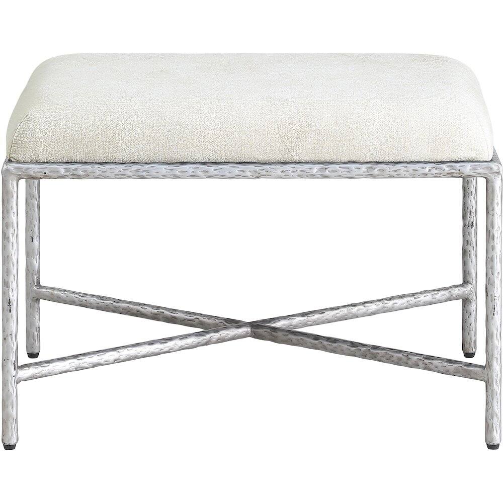 Alt View 2. Meridian Furniture - Valley Cream Chenille Fabric Bench - Beige.