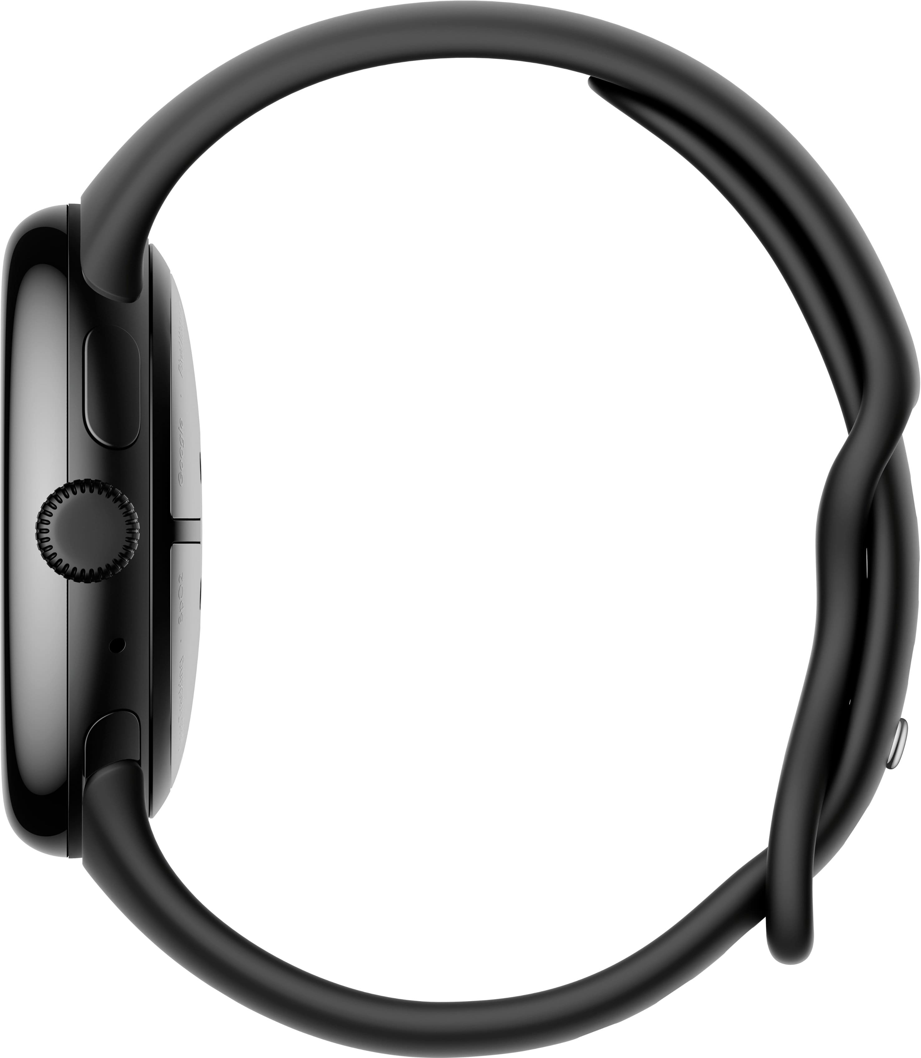 Left. Google - Pixel Watch 3 (45mm) Smartwatch with Obsidian Band - Wi-Fi - Matte Black.