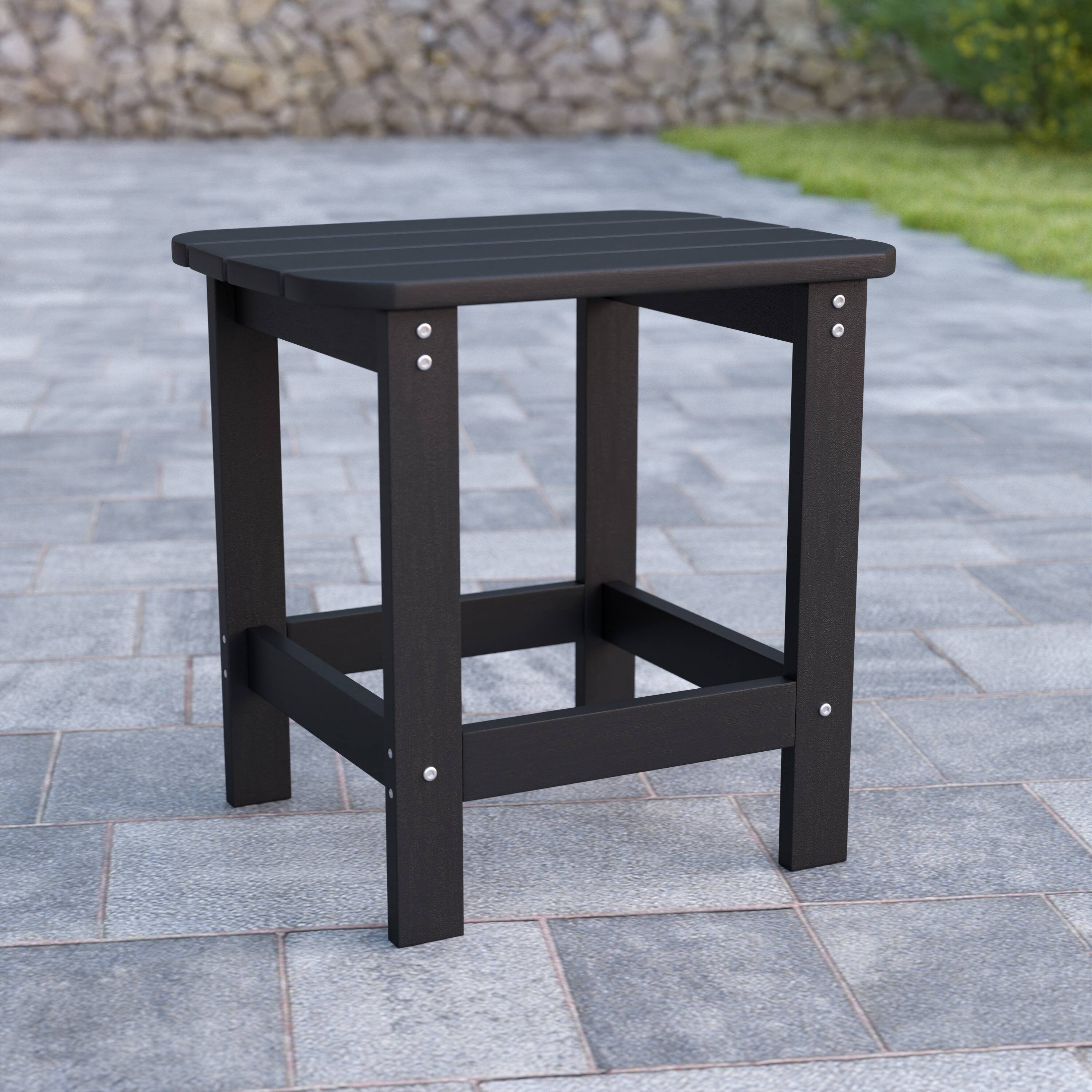 Alt View 1. Emma + Oliver - Hammond Indoor/Outdoor Polyresin Adirondack Side Table for Porch, Patio, or Sunroom - Black.