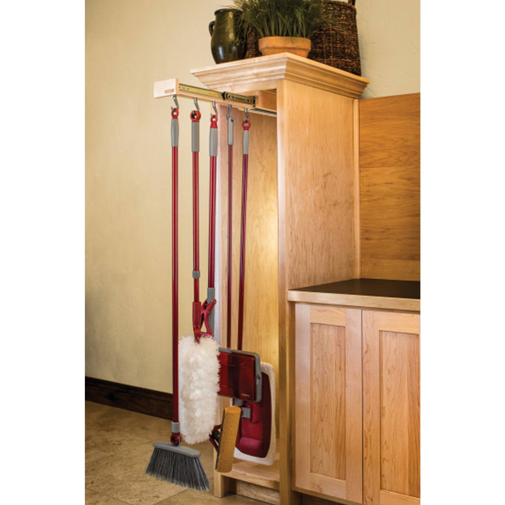 Alt View 6. Rev-A-Shelf - Rev-A-Shelf Pullout Organizer Hooks w/ Ball-bearing Slide System, GLD-W22-SC-7 - Light Brown.