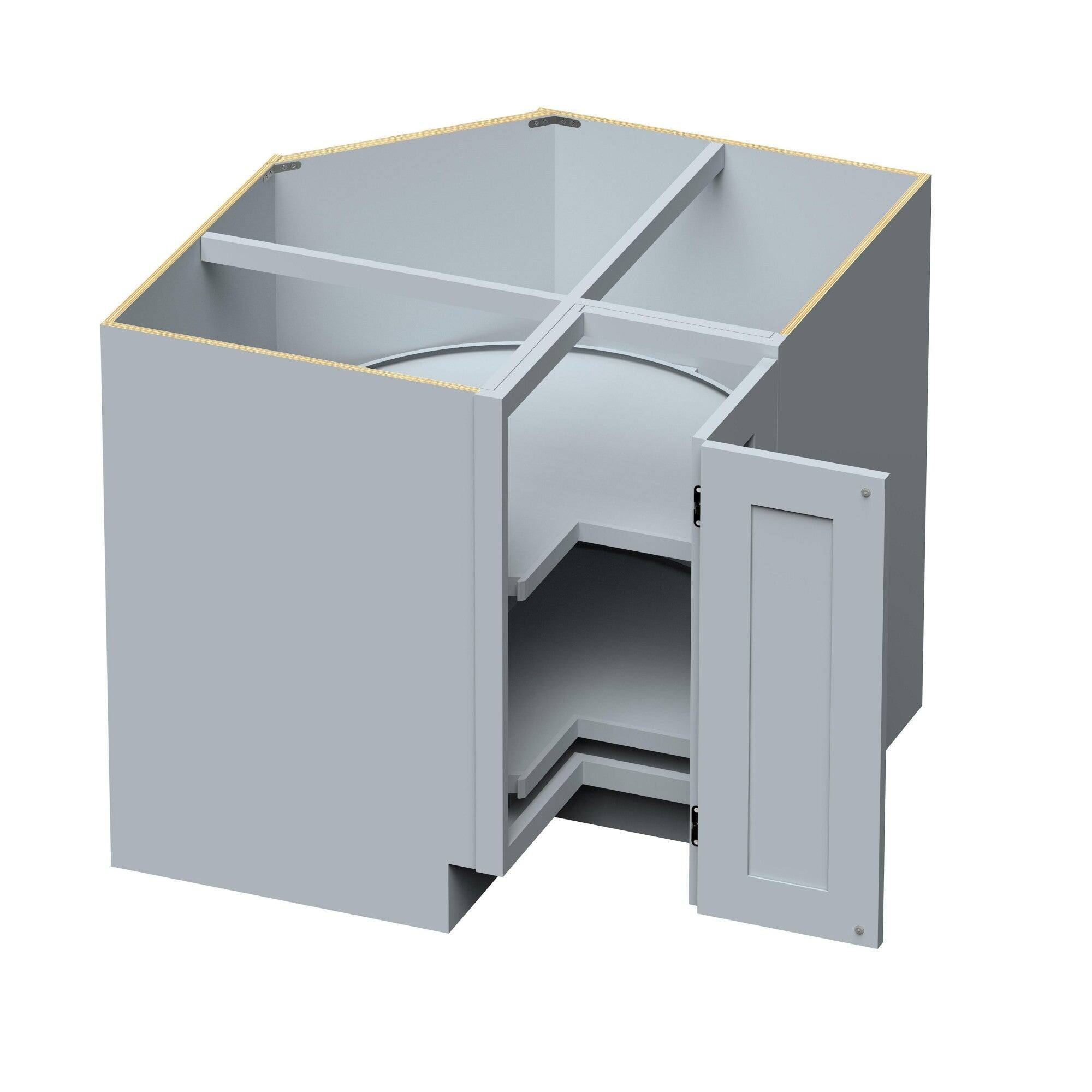 Alt View 2. Boyel Living - 36in.W x24in.D x34.5in.H DOVE GREY LAZY SUSAN CORNER BASE Fully assembled Cabinet With One HDF Door - Gray.