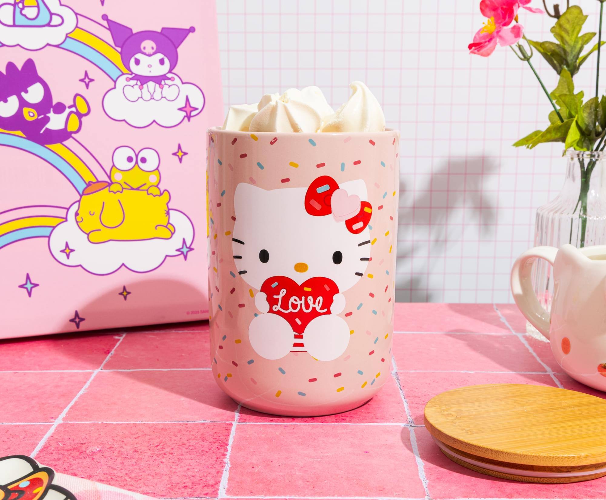 Silver Buffalo Sanrio Hello Kitty Love Heart 6.5 Inch Ceramic Snack Jar ...