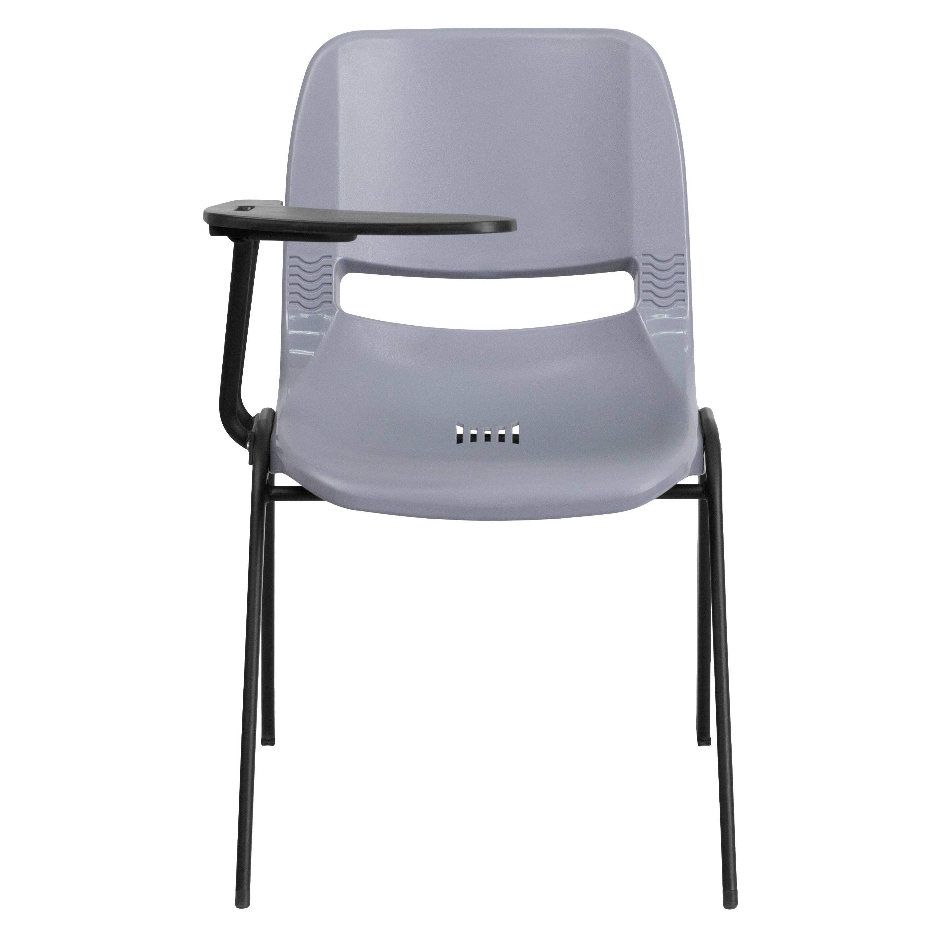 Alt View 7. Emma + Oliver - Ergonomic Shell Chair with Right Handed Flip-Up Tablet - Tablet Arm Desk - Gray.