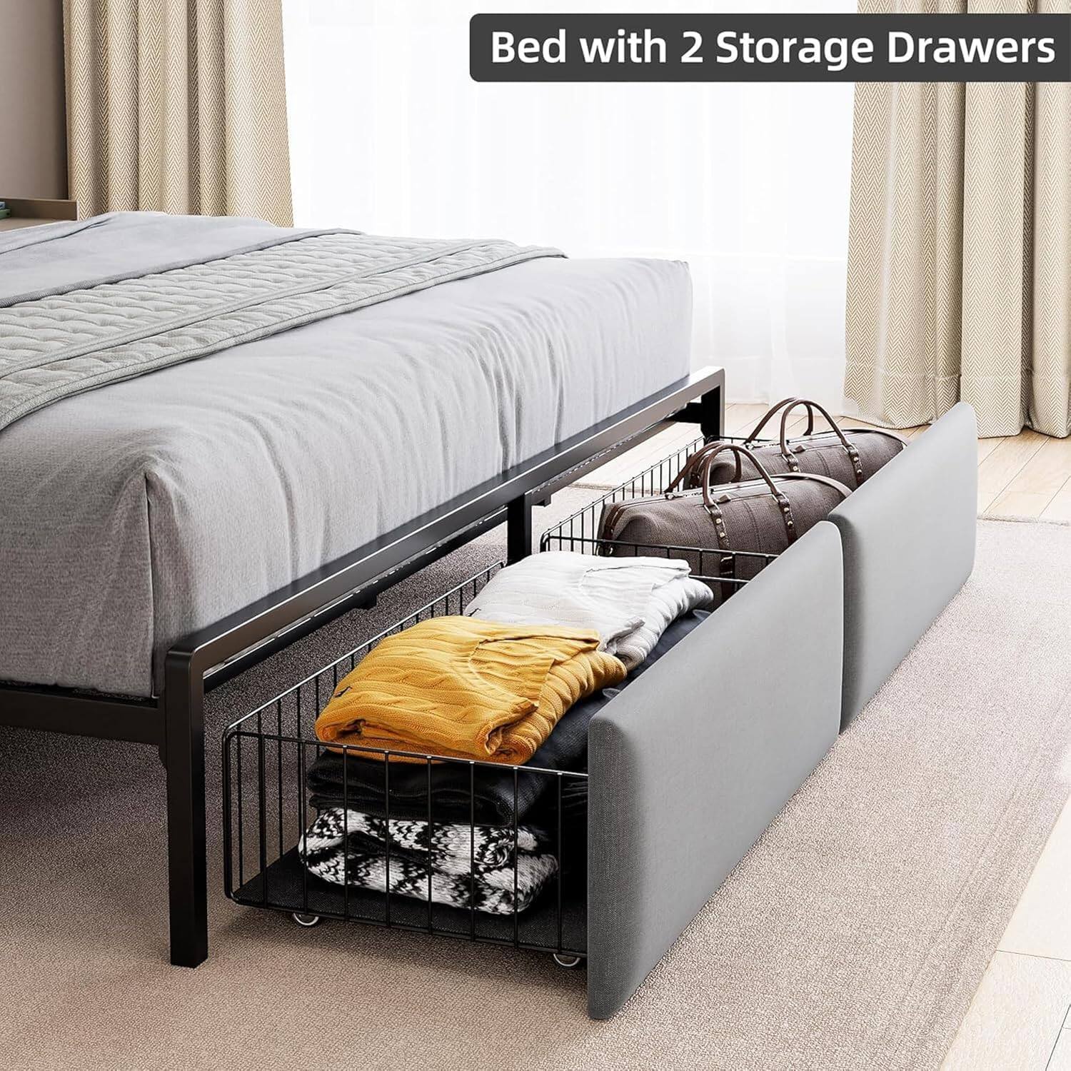 Bed with 2 Storage Drawers